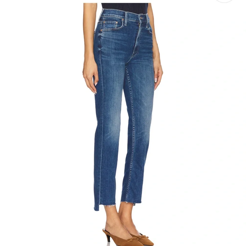 MOTHER  High Waisted Rider Ankle Step Fray Jeans in Over The Top size 28 - Picture 2 of 11